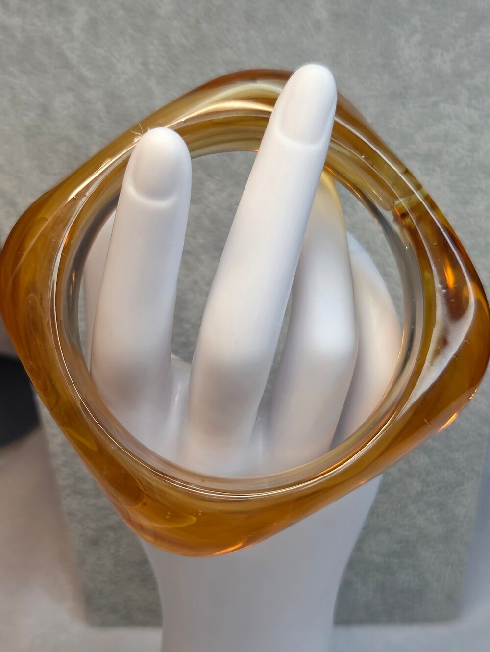 New Irregular Geometric Honey Amber Acrylic Resin Bangle Bracelet